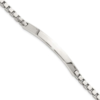 Sterling Silver Polished Box Chain ID Bracelet