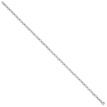 Sterling Silver Rhodium-plated Heart Link 10in Anklet - Larson Jewelers