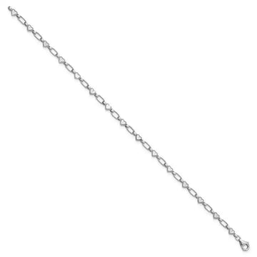 Sterling Silver Rhodium-plated Heart 7.5in Bracelet - Larson Jewelers