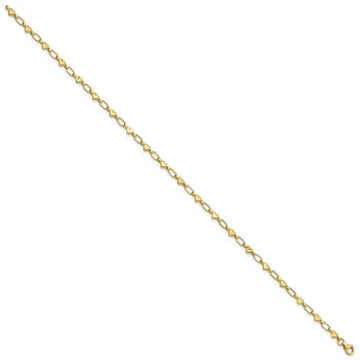 Sterling Silver Gold-tone Heart Link 10in Anklet - Larson Jewelers