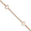 Sterling Silver Rose Tone Hearts 9in Plus 1in ext Anklet - Larson Jewelers