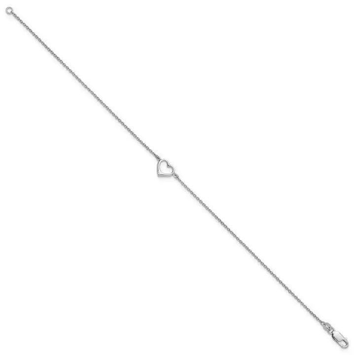 Sterling Silver Rhodium-plated Open Heart 10in Anklet - Larson Jewelers