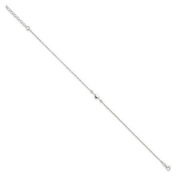 Sterling Silver Polished Heart 9in Plus 1in ext. Anklet - Larson Jewelers