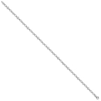 Sterling Silver Rhodium-plated 10 inch Heart and Cross Anklet - Larson Jewelers