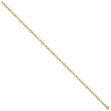Sterling Silver Gold-tone 10 inch Heart and Cross Anklet - Larson Jewelers