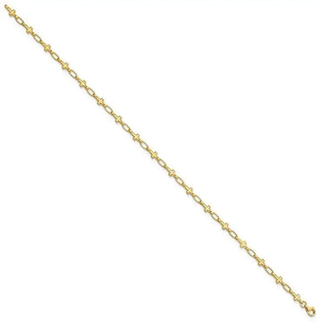 Sterling Silver Gold-tone Cross 9.75in Anklet - Larson Jewelers