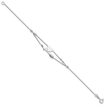 Sterling Silver Rhodium-plated Heart and Arrow 7.5in Bracelet - Larson Jewelers