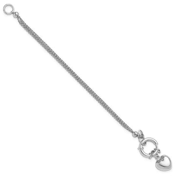 Sterling Silver Rhod-plated Polished Puff Heart Dangle 6.5in Bracelet - Larson Jewelers