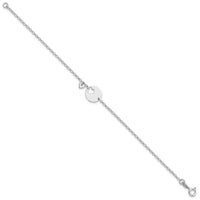Sterling Silver Rhodium-plated Heart and Cut Out Disc 7.5in Bracelet - Larson Jewelers
