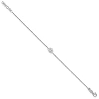 Sterling Silver Rhodium-plated Lotus Flower w/.5 in ext. Bracelet