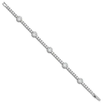 Sterling Silver Rhodium-plated CZ 7 inch Tennis Bracelet - Larson Jewelers