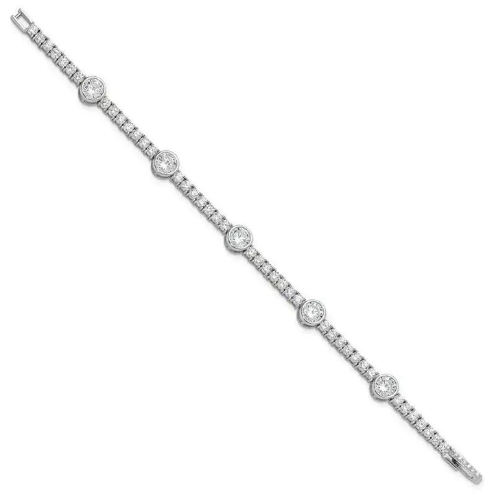Sterling Silver Rhodium-plated CZ 7 inch Tennis Bracelet - Larson Jewelers