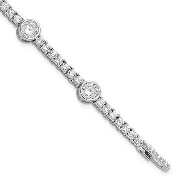 Sterling Silver Rhodium-plated CZ 7 inch Tennis Bracelet - Larson Jewelers