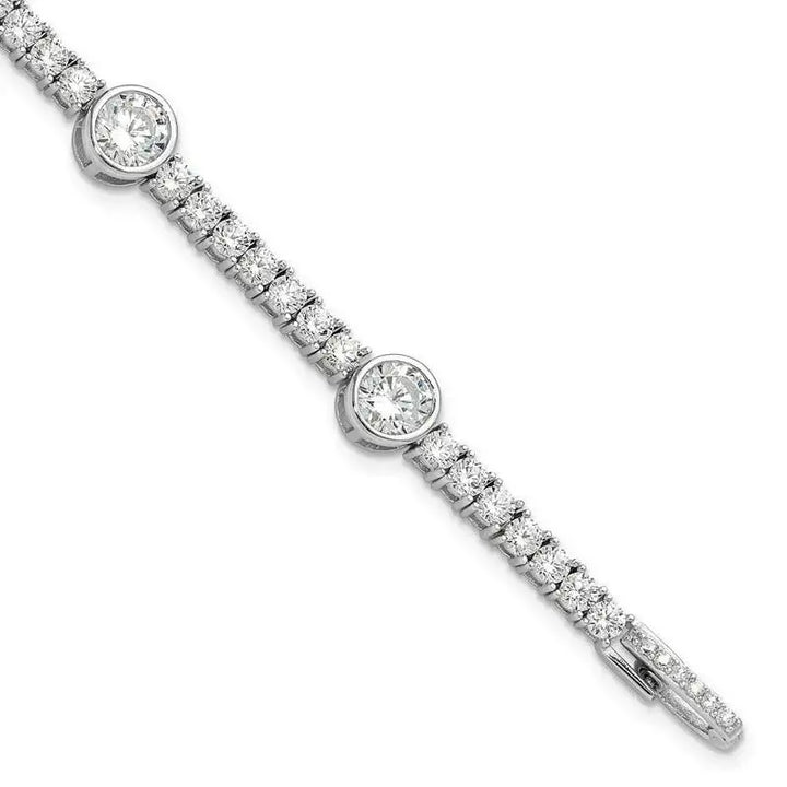 Sterling Silver Rhodium-plated CZ 7 inch Tennis Bracelet - Larson Jewelers