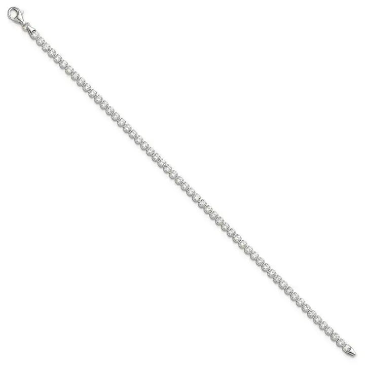 Sterling Silver Rhodium-plated 3.5mm Round CZ 7.5in Tennis Bracelet - Larson Jewelers