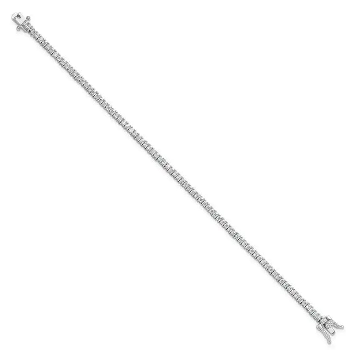 Sterling Silver Rhodium-plated 3mm Princess Cut CZ 7.75in Tennis Bracelet - Larson Jewelers