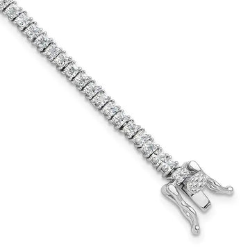 Sterling Silver Rhodium-plated 3mm Princess Cut CZ 7.75in Tennis Bracelet - Larson Jewelers