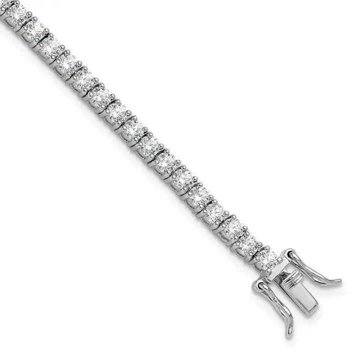 Sterling Silver Rhodium-plated Polished CZ Tennis Bracelet - Larson Jewelers