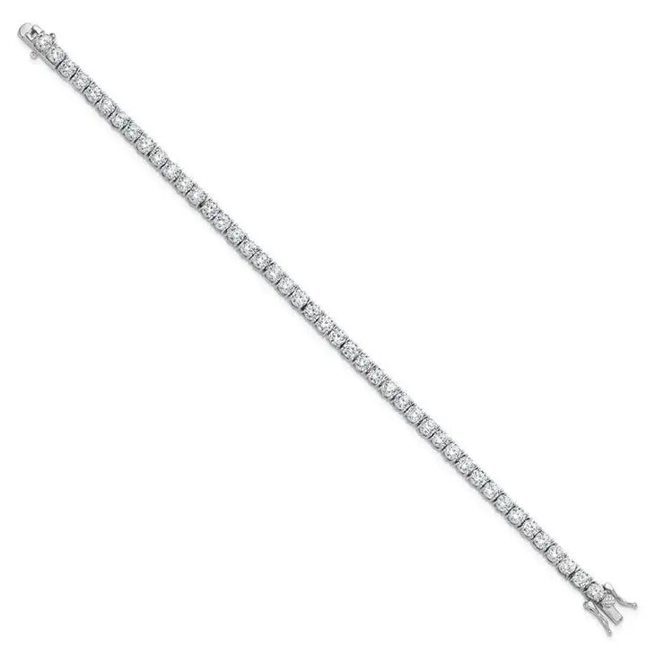 Sterling Silver Rhodium-plated 4mm CZ 7.5in Tennis Bracelet - Larson Jewelers