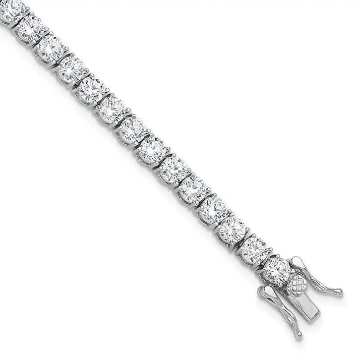 Sterling Silver Rhodium-plated 4mm CZ 7.5in Tennis Bracelet - Larson Jewelers