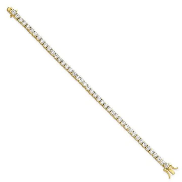 Sterling Silver Gold-tone 4mm CZ 7.5in Tennis Bracelet - Larson Jewelers