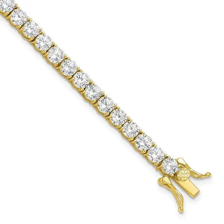 Sterling Silver Gold-tone 4mm CZ 7.5in Tennis Bracelet - Larson Jewelers
