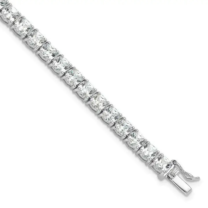 Sterling Silver Rhodium-plated Polished CZ Tennis Bracelet - Larson Jewelers