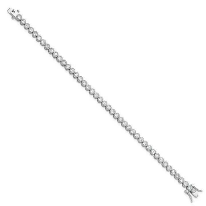 Sterling Silver Rhodium-plated 4mm Round CZ 7.5in Tennis Bracelet - Larson Jewelers