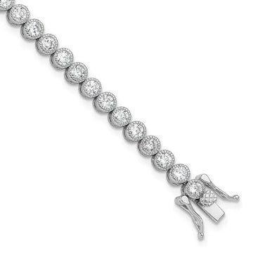 Sterling Silver Rhodium-plated 4mm Round CZ 7.5in Tennis Bracelet - Larson Jewelers