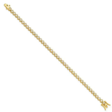 Sterling Silver Gold-tone 4mm Round CZ 7.5in Tennis Bracelet - Larson Jewelers