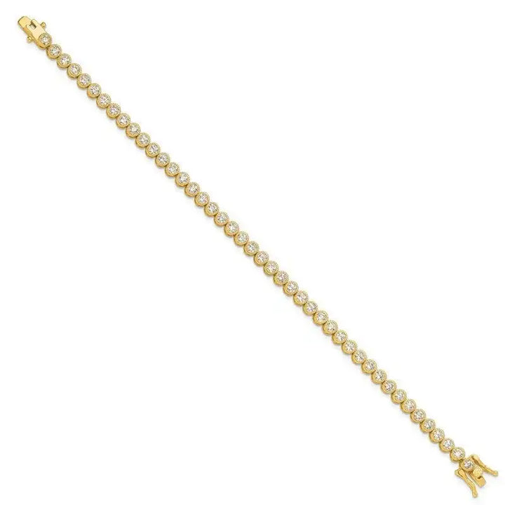 Sterling Silver Gold-tone 4mm Round CZ 7.5in Tennis Bracelet - Larson Jewelers