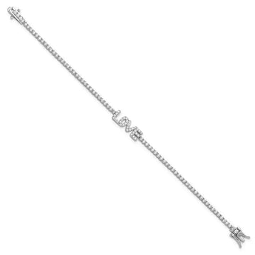 Sterling Silver Rhodium-plated CZ LOVE 7.25 inch Tennis Bracelet - Larson Jewelers