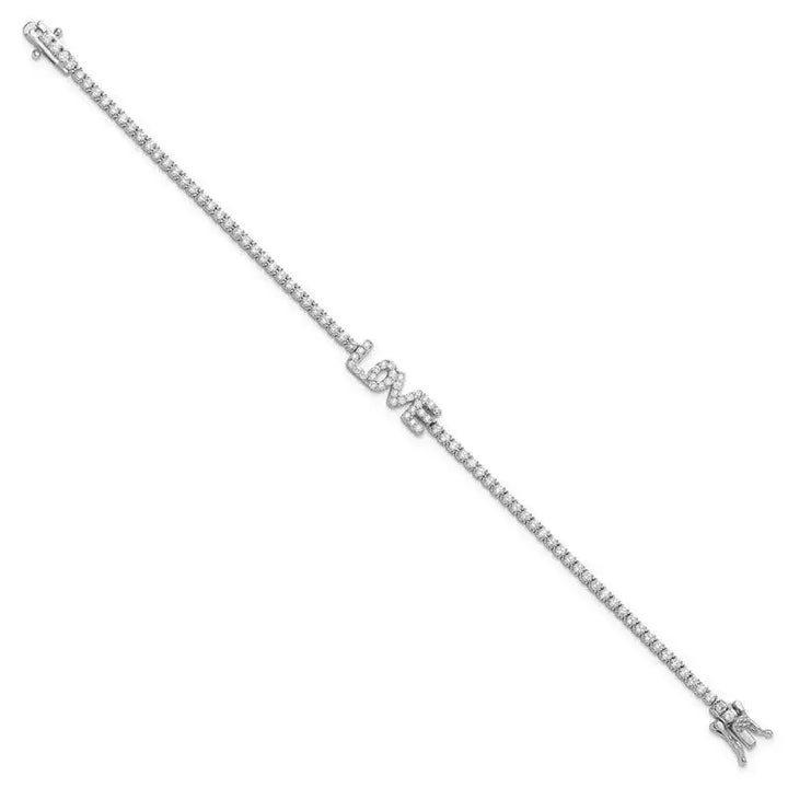 Sterling Silver Rhodium-plated CZ LOVE 7.25 inch Tennis Bracelet - Larson Jewelers