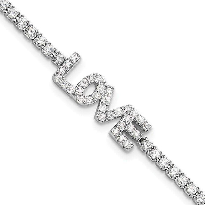 Sterling Silver Rhodium-plated CZ LOVE 7.25 inch Tennis Bracelet - Larson Jewelers