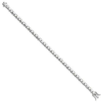 Sterling Silver Rhodium-plated Polished Fancy X's CZ Tennis Bracelet - Larson Jewelers