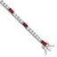 Bracelet tennis en argent sterling rhodié avec zircones cubiques rouges et blanches de 18,4 cm