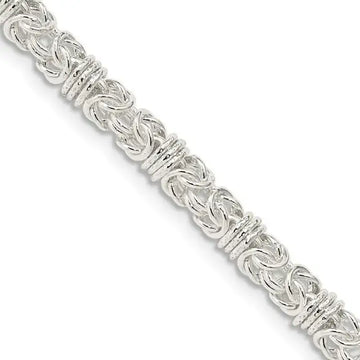 Sterling Silver 4mm Fancy Byzantine Chain Necklace - Larson Jewelers