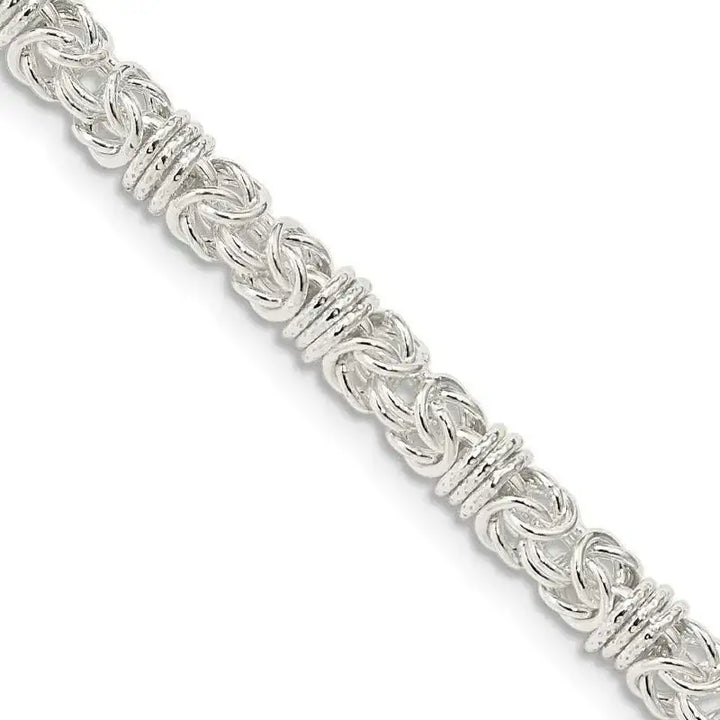 Sterling Silver 4mm Fancy Byzantine Chain Necklace - Larson Jewelers