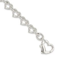 Sterling Silver 7.5inch Polished Fancy Heart Link Bracelet - Larson Jewelers