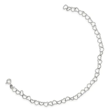 Sterling Silver 18inch Polished Fancy Heart Link Necklace - Larson Jewelers