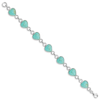 Sterling Silver Rhodium-plated Heart-shaped Turquoise Bracelet - Larson Jewelers
