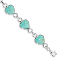 Sterling Silver Rhodium-plated Heart-shaped Turquoise Bracelet - Larson Jewelers