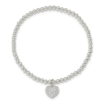 Sterling Silver CZ Heart Stretch Bracelet - Larson Jewelers