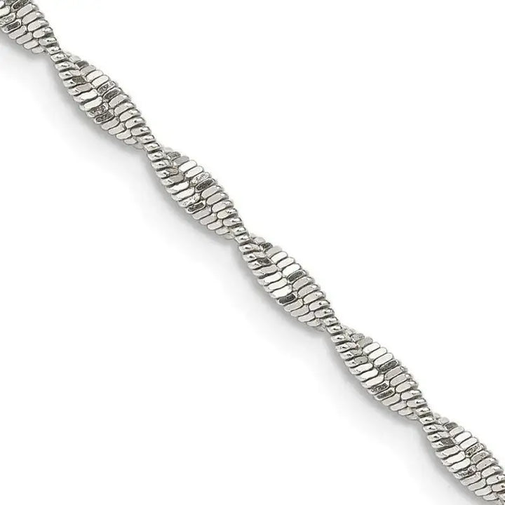 Sterling Silver 2mm Twisted Herringbone Chain Necklace - Larson Jewelers