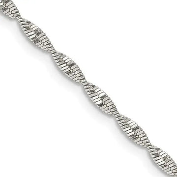 Sterling Silver 2mm Twisted Herringbone Chain Necklace - Larson Jewelers