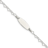 Sterling Silver Polished Engraveable Children's ID Heart Link Bracelet - Larson Jewelers
