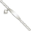 Sterling Silver Polished Curb Link ID Heart Dangle Bracelet - Larson Jewelers