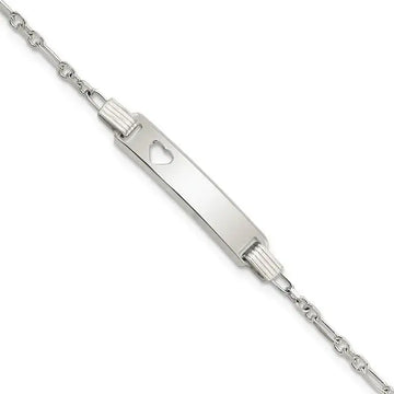 Sterling Silver Polished Childrens ID with Heart Bracelet - Larson Jewelers