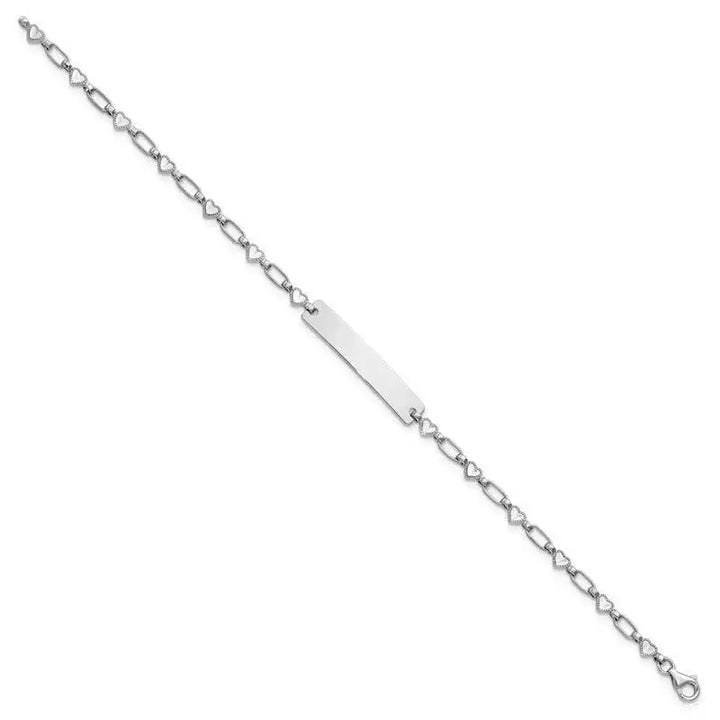Sterling Silver Rhodium-plated 7.5 inch Hearts ID Bracelet - Larson Jewelers