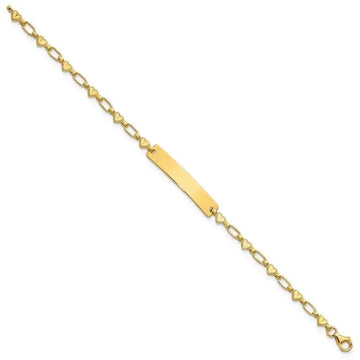 Sterling Silver Gold-tone 6.5 inch Hearts Children's ID Bracelet - Larson Jewelers